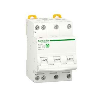 Resi9 - disjoncteur modulaire - 3P+N - 10A - courbe C - peignable|Schneider Electric-SCHR9PFC710