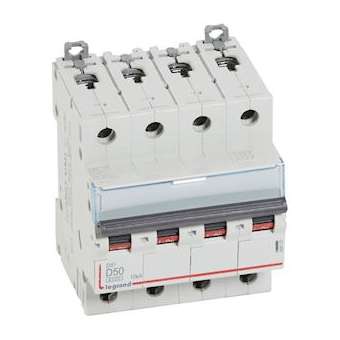 Disjoncteur DX³ 6000-vis/vis-4P-400V~-50A-10kA-courbe D-peigne HX³ trad 4P - 4M|Legrand-LEG408122