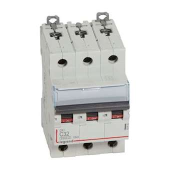 Disjoncteur DX³ 6000 -vis/vis-3P- 400V~-32A-10kA-courbeC-peigne HX³ trad 4P -3M|Legrand-LEG407832