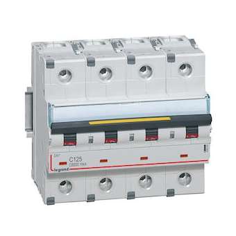 Disjoncteur DX³10000 16kA arrivée haut/départ bas vis 4P 125A courbe C - 6 mod|Legrand-LEG409364