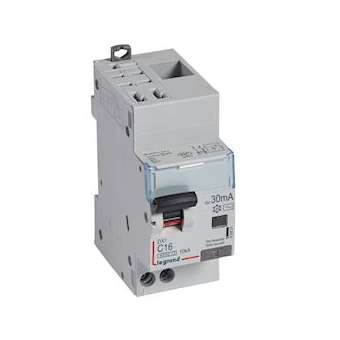 Disjoncteur diff DX³ 6000 -auto/vis-U+N 230V~-16A-typeAC-30mA-courbe C - 2 mod|Legrand-LEG410801