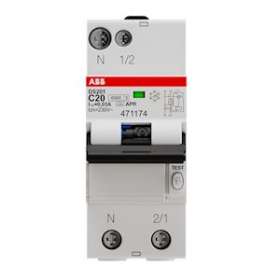 Disjoncteur Différentiel (DS201) 1P+N 6/10Ka C-20A 30mA immunisé|ABB-ABB471174