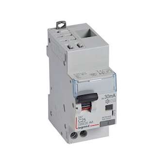 Disjoncteur diff DX³ 4500 -auto/vis -U+N 230V~ 25A - typeAC - 30mA -courbe C -2M|Legrand-LEG410715