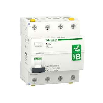 Acti9 iID - interrupteur différentiel - 4P - 63A - 30mA - type B - EV - 400V|Schneider Electric-SCHA9Z51463