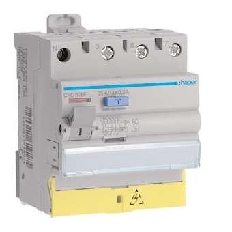 Interrupteur différentiel 3P+N 25A 300mA type AC à bornes décalées 50/60HZ|Hager-HAGCFC826F