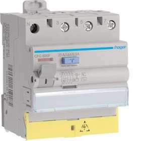 Interrupteur différentiel 3P+N 25A 300mA type AC à bornes décalées 50/60HZ|Hager-HAGCFC826F