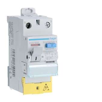 Interrupteur différentiel 1P+N 25A 10mA type AC à bornes décalées|Hager-HAGCCC125F
