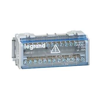 Répartiteur monobloc 2P à bornes 40A 13 connexions maxi/barreau - 6 modules DIN|Legrand-LEG004881