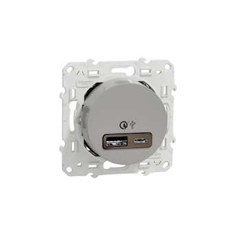 Odace - prise USB double - charge rapide - type A+C - aluminium - 18W - 3,4A|Schneider Electric-SCHS530219