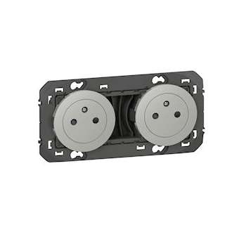Double prise de courant 2P+T Surface dooxie 16A précâblées finition alu|Legrand-LEG600432