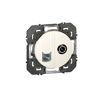 Prise TV + RJ45 catégorie6 STP compacte dooxie finition blanc|Legrand-LEG600352