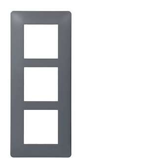 essensya Plaque 3 postes verticale entraxe 57mm, Graphite|Hager-HAGWE427