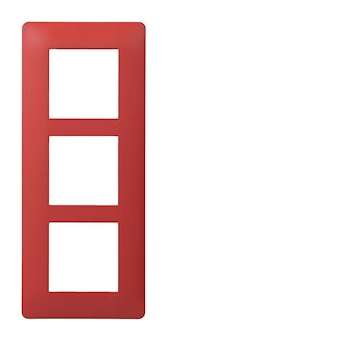 essensya Plaque 3 postes verticale entraxe 57mm, Rouge émail|Hager-HAGWE477