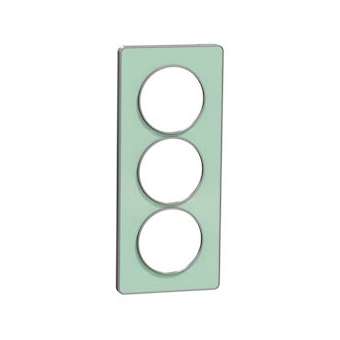 Odace Touch - plaque 3 postes - translucide verre avec liseré Alu 57mm vertical|Schneider Electric-SCHS530816S