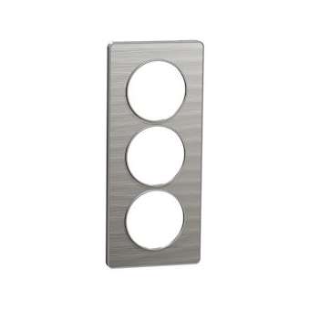Odace Touch, plaque Aluminium brossé croco avec liseré Alu 3 postes entraxe 57mm|Schneider Electric-SCHS530816J1