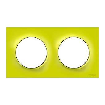 Odace Styl plaque Vert Chartreuse 2 postes horiz. ou verticaux entraxe 71mm|Schneider Electric-SCHS520704H