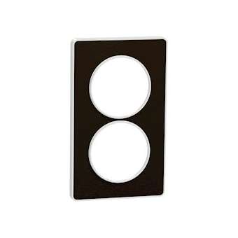 Odace Touch, plaque Bronze brossé avec liseré Blanc 2 postes verticaux 57mm|Schneider Electric-SCHS520814L