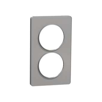 Odace Touch, plaque Alu 2 postes verticaux entraxe 57mm|Schneider Electric-SCHS530814