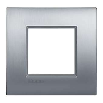 Plaque Livinglight Air Metal brossé 2 modules - Chrome|Bticino-TICBTLNE4802CRS