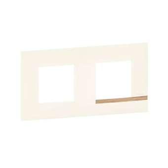 Plaque Altège Mezzo 2 postes Note boisée - blanc satiné avec liseré effet bois|Bticino-TICBTAL9NB2