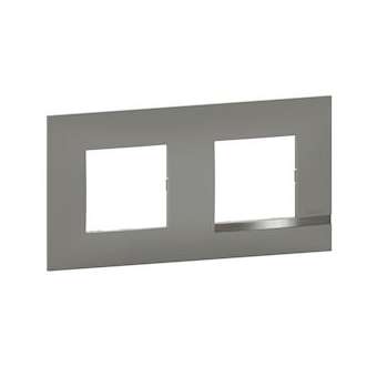 Plaque Altège Mezzo 2 postes Note irisée -effet aluminium et liseré alu brillant|Bticino-TICBTAL9NI2