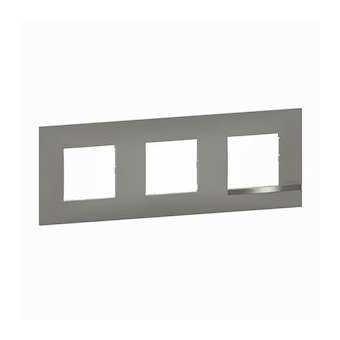 Plaque Altège Mezzo 3 postes Note irisée -effet aluminium et liseré alu brillant|Bticino-TICBTAL9NI3
