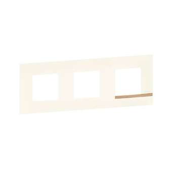 Plaque Altège Mezzo 3 postes Note boisée - blanc satiné avec liseré effet bois|Bticino-TICBTAL9NB3