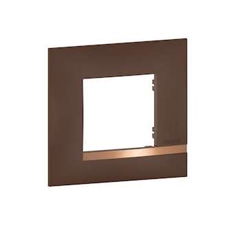 Plaque Altège Déco 1 poste Terre de sienne - marron avec liseré effet cuivre|Bticino-TICBTAL9TS1