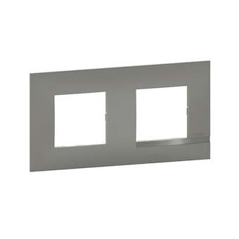 Plaque Altège Classico 2 postes Nuage - effet aluminium avec liseré effet alu|Bticino-TICBTAL9NA2