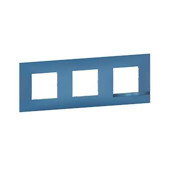 Plaque Altège Déco 3 postes Lagon - bleu avec liseré bleu métallisé|Bticino-TICBTAL9LA3
