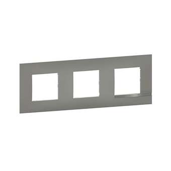 Plaque Altège Classico 3 postes Nuage - effet aluminium avec liseré effet alu|Bticino-TICBTAL9NA3