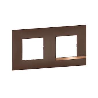 Plaque Altège Déco 2 postes Terre de sienne - marron avec liseré effet cuivre|Bticino-TICBTAL9TS2