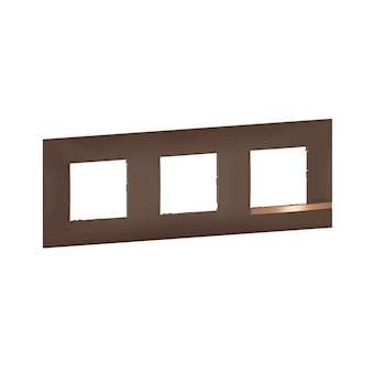 Plaque Altège Déco 3 postes Terre de sienne - marron avec liseré effet cuivre|Bticino-TICBTAL9TS3