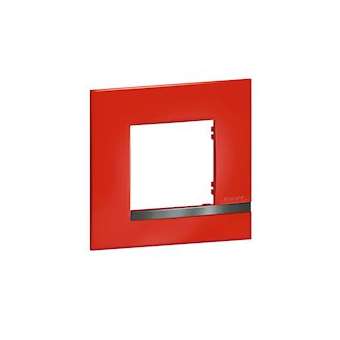 Plaque Altège Déco 1 poste Rubis - rouge brillant avec liseré effet aluminium|Bticino-TICBTAL9RU1