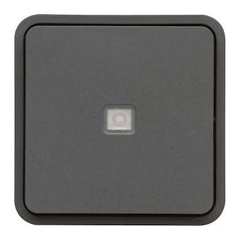cubyko Poussoir 1O/1F lumineux associable gris IP55|Hager-HAGWNA021