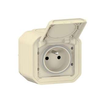 Prise de courant 2P+T Plexo complet saillie sable|Legrand-LEG069776L