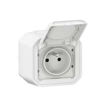 Prise de courant 2P+T Plexo complet saillie blanc|Legrand-LEG069781L