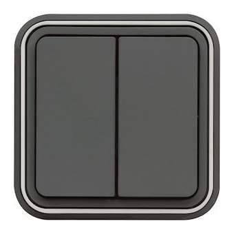 cubyko Double interrupteur va-et-vient encastré à griffes gris IP55|Hager-HAGWNE040G