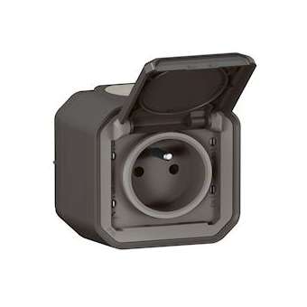 Prise de courant avec volet Plexo complet saillie - anthracite|Legrand-LEG070027