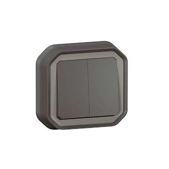 Double interupteur / va-et-vient ou poussoir Plexo complet encastré -anthracite|Legrand-LEG070037