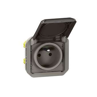 Prise de courant avec volet Plexo composable - anthracite|Legrand-LEG070047