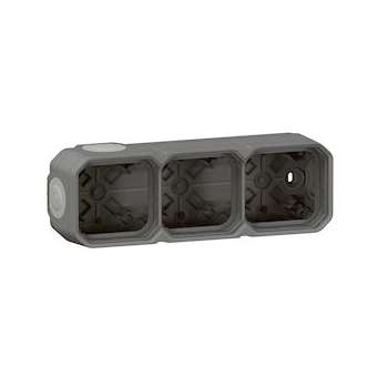 Boîtier apparent 3 postes Plexo horizontal ou vertical - gris|Legrand-LEG070052