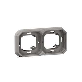 Support plaque 2 postes Plexo montage encastré horizontal ou vertical - gris|Legrand-LEG070054