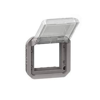 Adaptateur Plexo pour Mosaic 2 modules à volet transparent - gris|Legrand-LEG070055