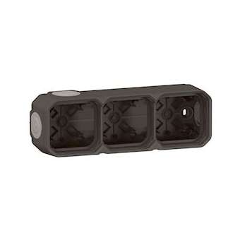 Boîtier apparent 3 postes Plexo horizontal ou vertical - anthracite|Legrand-LEG070058