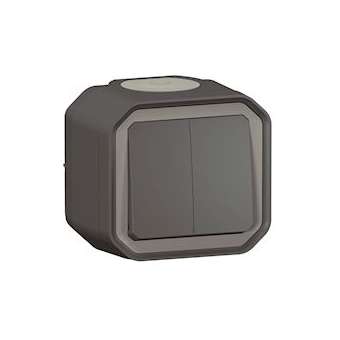 Double interrupteur / va-et-vient ou poussoir Plexo complet saillie - anthracite|Legrand-LEG070062