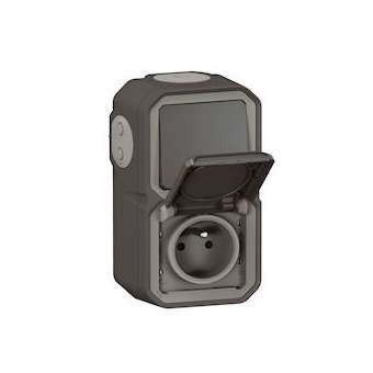 Prise de courant avec va-et-vient vertical Plexo complet saillie - anthracite|Legrand-LEG070067