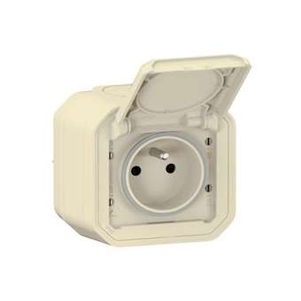 Prise de courant avec volet Plexo complet saillie - sable|Legrand-LEG070069