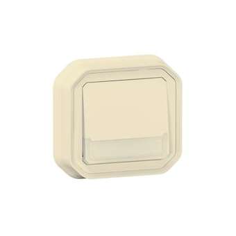 Poussoir NO-NF lumineux porte-étiquette Plexo complet encastré et griffes -sable|Legrand-LEG070074
