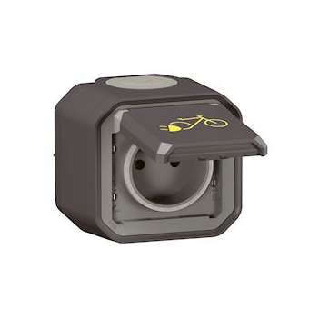 Prise de courant pour 2 roues électriques Plexo complet saillie - anthracite|Legrand-LEG070077